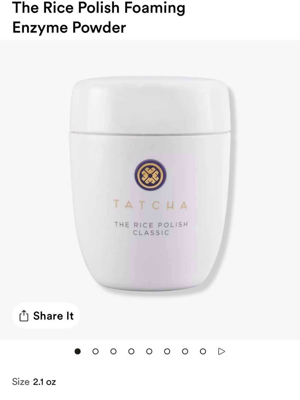 Tatcha White Jar Rice Polish Foaming Enzyme Powder